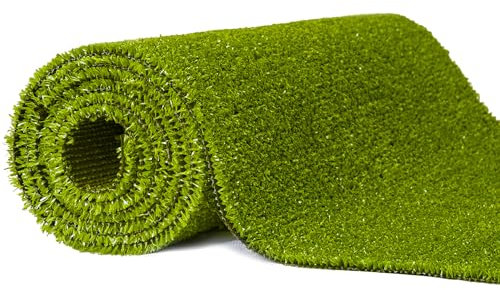 Mazovia Kunstrasen Rasenteppich für Garten Balkone Terrassen Wintergärten Biergärten - Höhe: 6 mm Meterware Wasserdurchlässig - Grün 150 x 100 cm