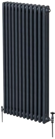 Radiateur Traditionnel à Triple Colonne 1800 x 562 mm, Chauffage Moderne Vertical en Acier au Carbone Gris Anthracite Mat, Cuisine Salon Salle de Bain [Brosse, Attaches Murales & Supports INCLUS]