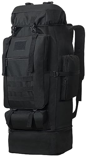 Lizbin 100L campeggio Trekking zaino, Zaino tattico militare Molle zaino, grande zaino da trekking, resistente all'acqua Trekking zainetto, Zaino sport all'aria aperta, borse sportive regolabili(nero)