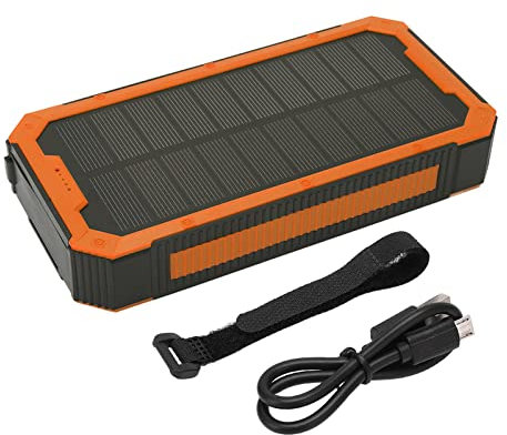 Chargeur Solaire 36800mAh Banque Solaire Chargeur Portable avec 36 LEDs Lampe de Poche pour Escalade Randonnée Camping Activités de Plein Air Dispose de 4 Ports USB (Orange)