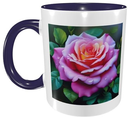 PHAYAH Tazza da caffè in ceramica da 325 ml, regalo per moglie, festa della mamma, regalo di compleanno per bere tè, bevande caffè e cioccolata calda con rose in fiore