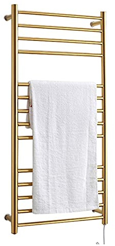 OZBMA Scaldasalviette Elettrico a Parete, scaldasalviette Elettrico da 14 Bar Color Oro, radiatore scaldasalviette in Acciaio Inox 304, salvaspazio, 1100X520x120mm (cablato) (cablato)