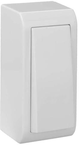 Pulsador estrecho de superficie blanco, 2 unidades, diseño mural, ideal para controlar luces y dispositivos eléctricos en espacios reducidos.