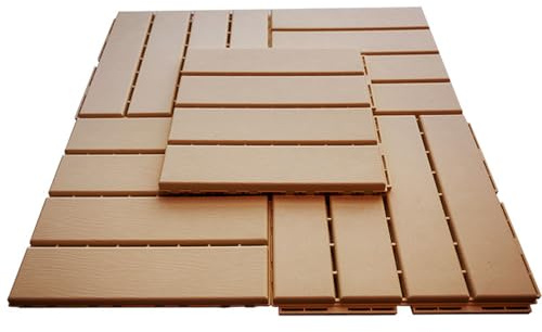 Kanduo Plancher en plastique Carreaux de terrasse carrés en plastique, carreaux de terrasse composites emboîtables for décoration de maison, terrasse de Drainage extérieur, 27 pièces Plastiques résist