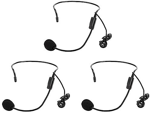 TIKATARER Microfono con Cuffia per Cantare, 3 Pezzi Tappo a Vite da 3,5 Mm Microfono a Condensatore con Testa Cablata Microfono con Cuffia Microfono con Cavo Microfono con Cuffia Microfono