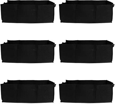 Happyyami Set 6 Sacchetti Quadrati Per Piantare Non Tessuto Nero, Sacchi Di Crescita Traspiranti Per Orto, Giardino, Balcone, Riutilizzabili e Drenanti