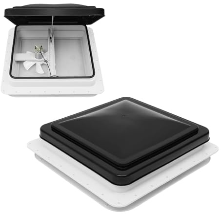 OUBUBY Vent Lucarne de toit pour camping-car, ventilateur de toit à fermeture éclair, 42 x 42 cm, avec brise-vue et insonorisation, ventilateur silencieux, ouverture 35,5 x 35,5 cm