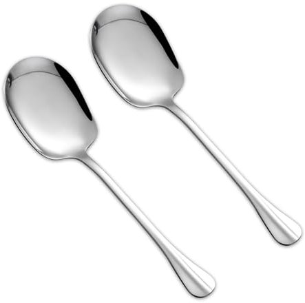 2 Stück Servierlöffel Edelstahl Groß, 25 cm Vorlegelöffel, Servierlöffel Edelstahl, Salatlöffel, Vorlegebesteck, Löffel aus Poliertem für Küche, Esszimmer, Bankett, Famili