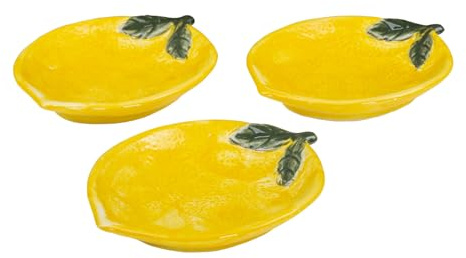 levandeo 3er Set Teller Zitrone Keramik 16cm Zitronenschale Sommer Dekoschale Snackschale Tischdeko Servierschale Aufbewahrung