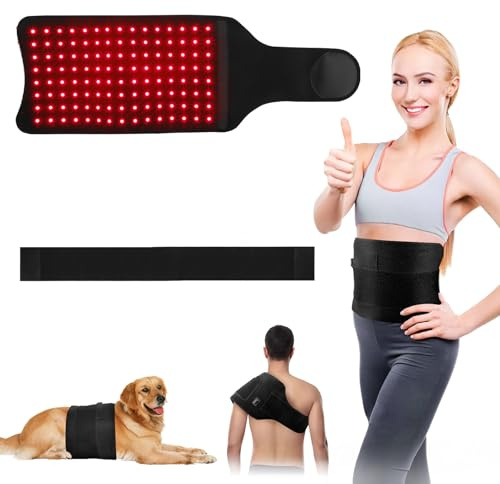 Strixorn 120 LEDs Rotlichtlampe Therapie Gürtel, Rotlichttherapie-Gürtel mit Massagefunktion und 660 nm/850 nm Infrarotlicht,5 Stufen Lichtintensität&Vibration, 10HZ Puls-Modus, für Schmerzlinderung