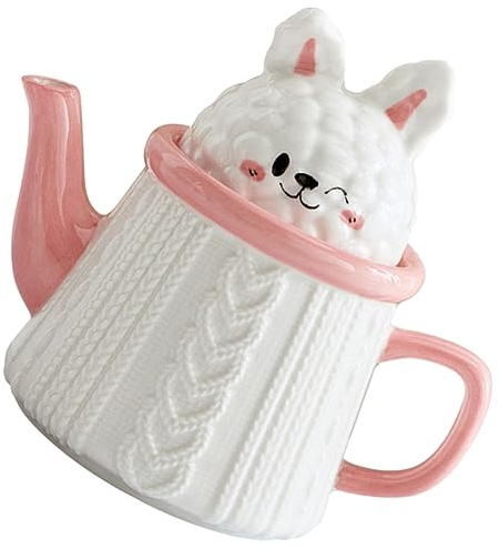 MUELODSIC Jarra de Agua de Cerámica con Diseño de Conejo Caricatura Resistente al Calor para Hogar y Leche Jarra Adorable y Duradera para Bebidas Frías