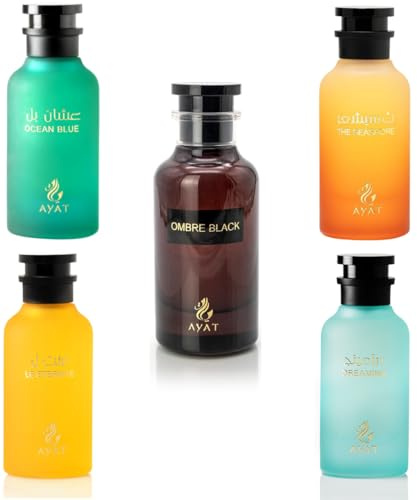 AYAT PERFUMES - Set med 5 parfymer - Eau de Parfum Ombre Black, Ocean Blue, L'Eternité, Dreaming & The Seashore - 5 x 100 ml - blandad - orientalisk Dubai parfym - långvarig