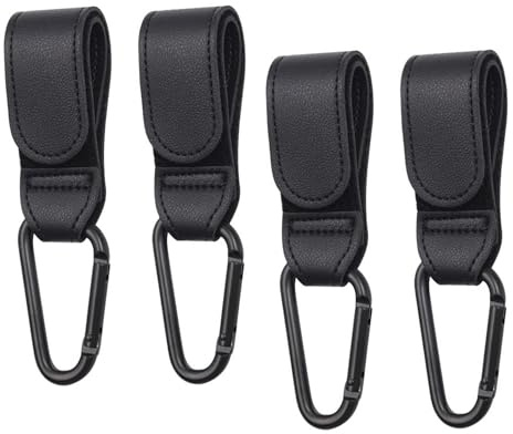 4 Stück Kinderwagen Haken, Haken für Kinderwagen in Lederoptik Anhänger für Kinderwagen in Universeller Passform Taschenhalter Für Wickeltasche Zum Aufhängen von Taschen Rucksäcken Geldbörsen Usw