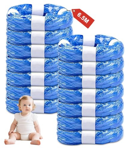 14er-Pack Nappy Bin Refills, vacvad 6.5m Diaper Bin Pail Disposal Bags, Nappy Bin Liners Replacement Strong Seal & Tear Resistance, Compatible with Most Nappy Disposal Systems (Blue)