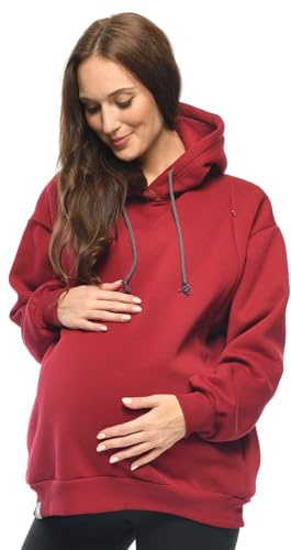 MijaCulture mammamode oversize 2-i-1 amningströja och mammatröja, amningströja, Naomi M016, Bordeauxröd, S-M