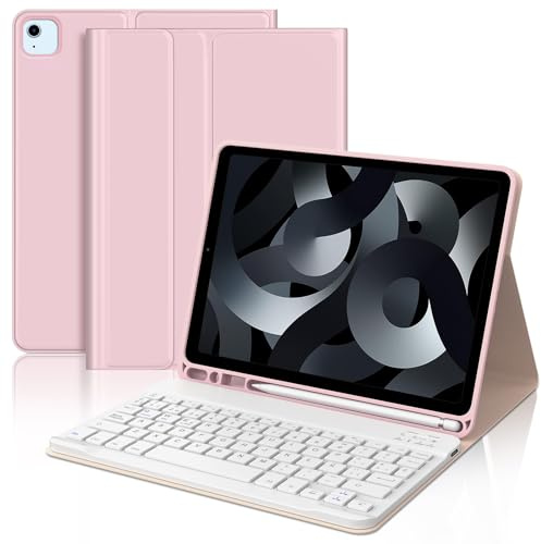 FOGARI Teclado para iPad Air 5/4 Generación 2022/2020 10.9 | Funda con Español Ñ Teclado Bluetooth Wireless Magnético Desmontable para iPad Air 5/4 Generación 10.9 Pulgadas, Rosa