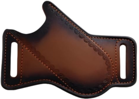 Folding Knife Leather Sheath For Belt, 6.5 X 4.9 X 5 In, Stylish Slanted Pancake Design