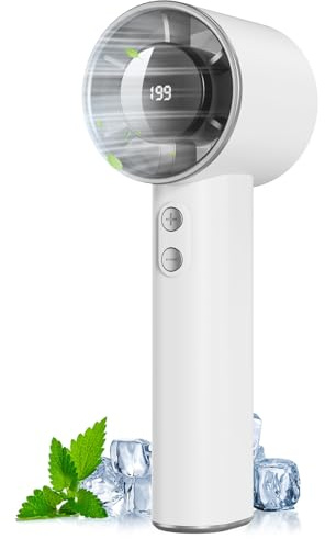 DDHTSAL Ventilador Portátil de Mano - 3000mAh Mini Ventilador de Mesa Recargable USB,1-199 Velocidades,Hasta 13h,Ventiladores Pequeño con Pantalla Digital,Inalámbrico Fan para Viajes,Oficina,Exterior