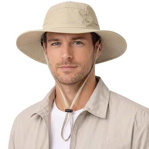 TOP-EX vattentät solhatt män kvinnor UPF 50+ brett brätte, 96597#Beige, L-XL