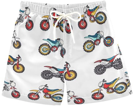 MFTJYO Boys Toddler Swim Trunks Motorbike Car Pattern Boy Bathing Suit Quick Dry Swim Shorts Beach Board Shorts Size 2T to 14/16