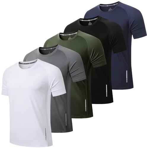 ZENGVEE Träningströjor för män, snabbtorkande, fukttransporterande, kortärmade, med nätmaterial, atletisk t-shirt, lättviktig, 3-pack