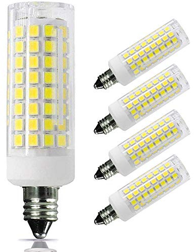 ziyidianzhi E11 LED Bulb Dimmable, 8W (75W 100W Halogen Bulbs Equivalent), Mini Candelabra Base, AC110V120V 130V, 6000K Daylight for Chandeliers Ceiling Fan Light, Pack of 4