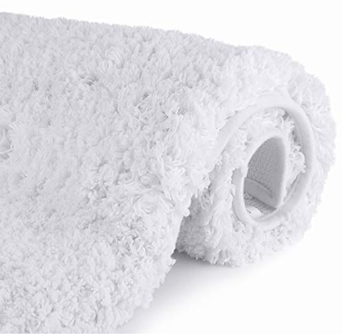 SHEEPPING Badezimmerteppich rutschfeste, 80 x 50 cm Badematte, Badvorleger, Saugfähige Duschvorleger, Waschbar Badteppich für Badezimmer Badewanne, Weiß
