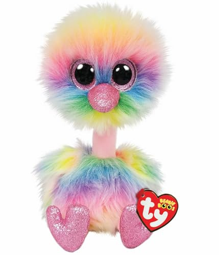 Ty Asha Strauß Beanie Boos Mittelgroß, Beanie Baby Weiches Plüschtier, Sammelbares Kuscheliges Stofftier