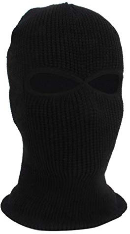 Colorfulmall Sturmhaube mit 2 Löchern, für Ski, Radfahren, Vollmaske, Herren, Schwarz , Einheitsgröße