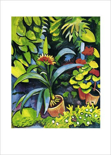 empireposter Macke, August - Blumen im Garten - Kunstdruck Artprint Gemälde - Grösse 50x70 cm + 2 St Posterleisten Alu 63 cm