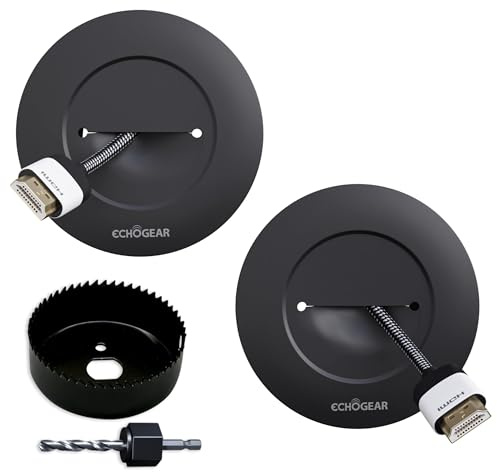 Echogear Kit De Gestion De Câbles pour TV Montée sur Support Mural TV - Goulottes Cache-Câble Facile à Installer pour Fils Electrique Basse Tension - Noir