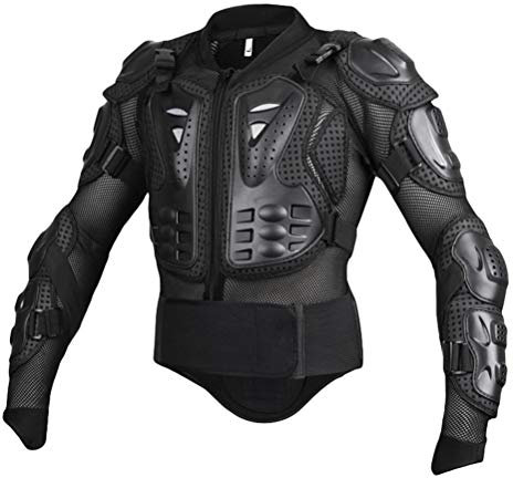 JEELINBORE Motorradjacke Herren Rückenprotektor Motorradbekleidung Motocross Protektoren Jacke für Damen - Schwarz, L