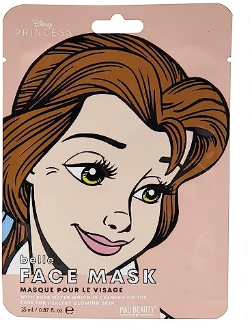 MAD BEAUTY DISNEY Princess Belle Face Mask, Rose Water Infused Sheet Masks, Calms Skin Leaving It Glowing, Anti-Inflammatory, Detoxifying, Beauty Gift