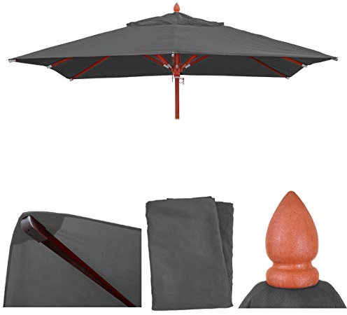 Mendler Ersatz-Bezug für Gastronomie Holz-Sonnenschirm HWC-C57, Sonnenschirmbezug, eckig 3x3m Polyester 3kg - anthrazit