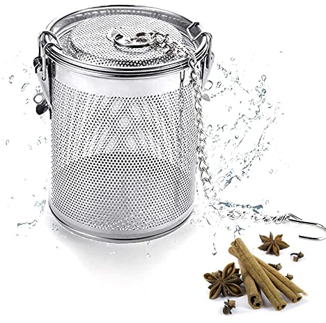 Tee-Sieb Losen Tee, Teesieb Teekanne, Extra Feiner Teefilter Edelstahl, Tee Filter, Mit Kettenhaken für Lose Blätter Tee-Gewürz-Gewürze Kräuter Kaffee, Silber (9cm/3.5zoll)