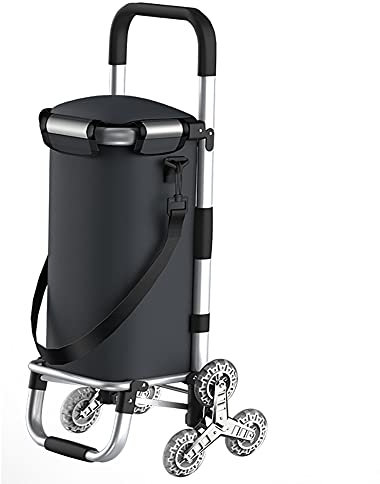 Einkaufswagen 3 Räder x 2 Treppen steigen Trolley-Tasche Leise Abnehmbar Schwerlast 50kg faltbar mit Isolierbeutel aus Aluminiumfolie Alten mit Kühlfach Einkaufstrolley Picknick Campingplatz 36L
