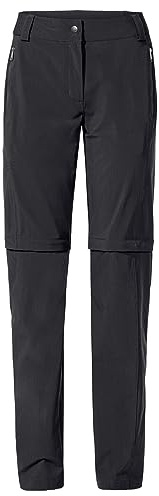 VAUDE Wanderhose Damen Zip-Off Farley Stretch III – Schwarz – Gr. 50 | elastische Outdoorhose – wasser- und schmutzabweisend - atmungsaktive Trekkinghose, Sonnenschutz UPF50, Verzicht auf PFC/PFAS