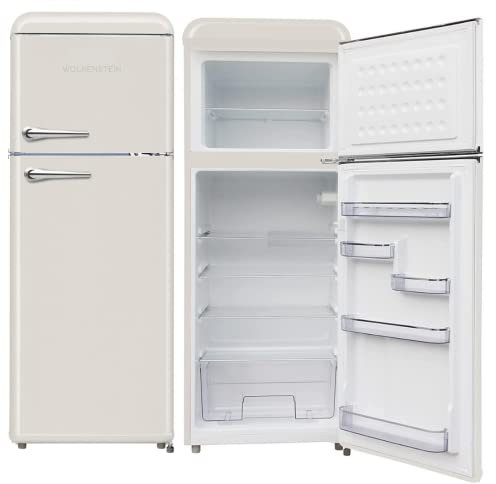 Wolkenstein Retro Kühl-Gefrierkombination WGK218RT CR Creme | 50er Jahre Retro Look| Nutzinhalt 208L l 4**** Gefrierfach l Höhe 147cm l Kühlteil 160L l Gefrierteil 48L l 184 kWh l 41dB