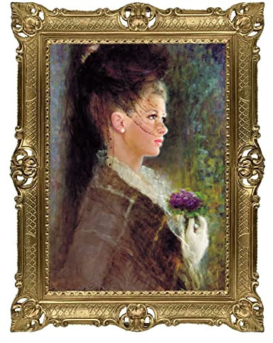 LN Wunderschönes Gemälde 90x70 cm Künstler By Gentilini - Die Dame der Veilchen mit Rosen Bild Bilder 58B