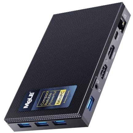 MeLE Quieter3Q Lüfterloser Mini PC Windows 11 Pro Celeron N5105 8GB 128GB, Portable Desktop HDMI WiFi 6 Gigabit Ethernet, Micro PC Unlock Bios Auto Power on, SSD PXE on Astrofotografie Telefotografie