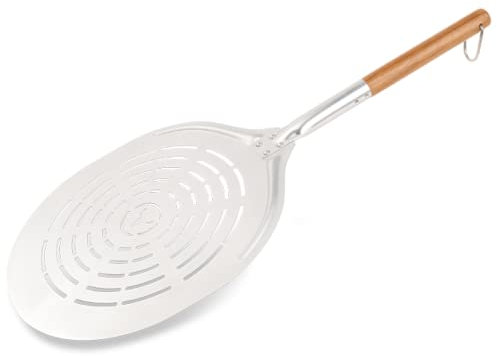 MOESTA-BBQ 19522 Pizzaschieber No. 2 - Aluminium-Pizzaschaufel gelocht mit Holzgriff - Pizzabacken wie beim Italiener