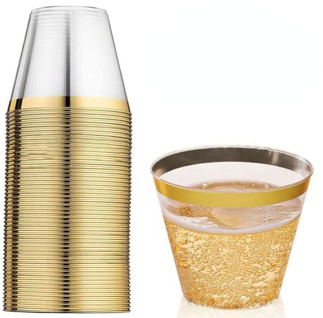 50/100 copas de vino desechables de plástico para fiesta, champán, cóctel, whisky, (50 unidades)