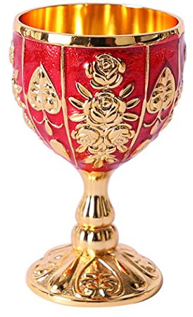 Lioaeust Bicchiere da vino retrò da 30 ml in metallo, da tavola, champagne, cocktail, Martini, vino, whisky, bicchieri vintage (zucca oro rosso)