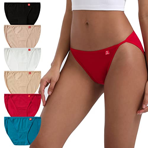INNERSY Underbyxor dam bomull trosor höga ben hipster underkläder kvinnor sport trosor 6-pack, Basic flerfärgad, XS
