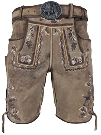 Alpenlife Kurze Herren Lederhose aus Hirsch Leder, Antonio Hellbraun (as3, Numeric, Numeric_58, Regular, Regular, Hellbraun)