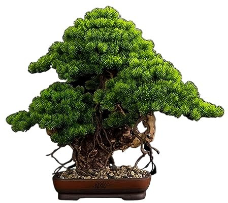 Simulation Tree Chinese Style Simulation Welcoming Pine Living Room Porch Fake Tree Bonsai Tabletop Green Plant Zen Landscape Study Decorations Artificial Bonsai Tree (Size : 50x62cm)