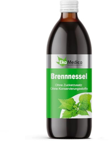 EkaMedica® Brennnessel Extrakt Saft Nahrungsergänzungsmittel - Natürlich Ohne Zuckerzusatz Konservierungsstoffe Duftstoffe (1000 ml)