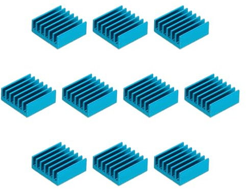 QUARKZMAN 10pz 14x14x6mm Dissipatore Alluminio Radiatore Calore Bacino Raffreddamento con Termico Blu Sticker per Chip CPU, Potenza Transistor, FET, IC, Cielo Blu