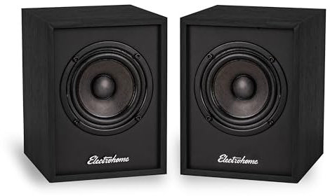 Electrohome Huntley Powered Bookshelf Speakers with Built-in Amplifier and 3 Drivers for Turntable, TV, PC and Wireless Music Streaming Featuring Bluetooth 5, RCA and Aux (EB10B)