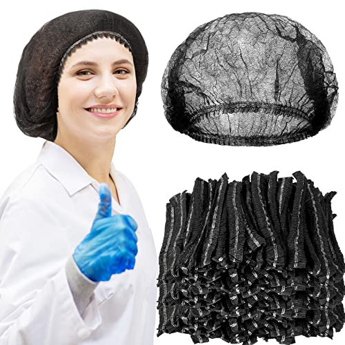 Yahenda Einweg-Bouffant-Kappen für Haare, elastische Staubkappen, Haarnetze für Lebensmitteldienst, Krankenschwestern, Labors, Schwarz, 2000 Stück